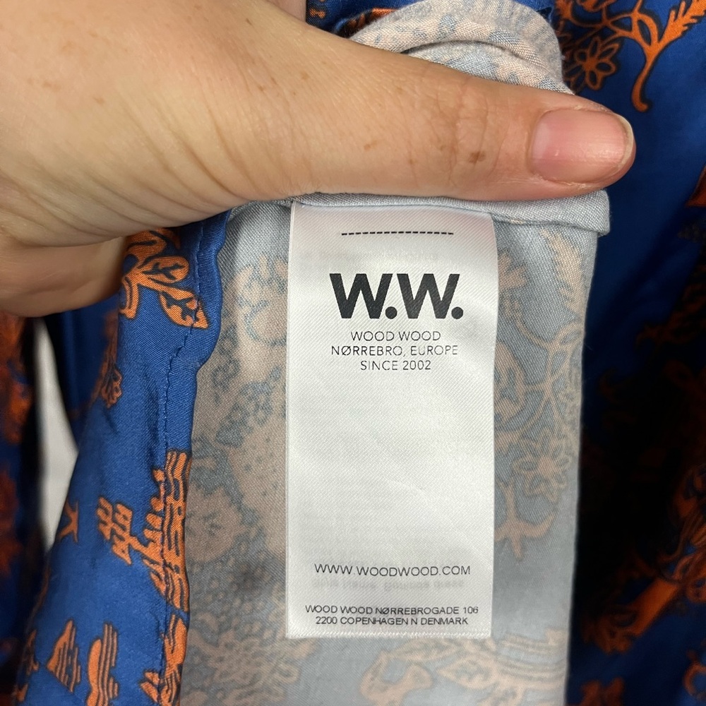 WOOD WOOD Women's Belinda Dress Blue Long Sleeve Printed Shirt Dress- Size 2 - Picture 11 of 12